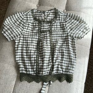 NWOT green plaid summer top